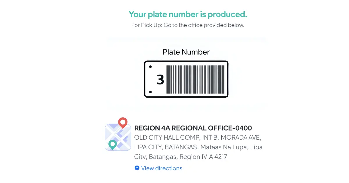 Your plate number is produced