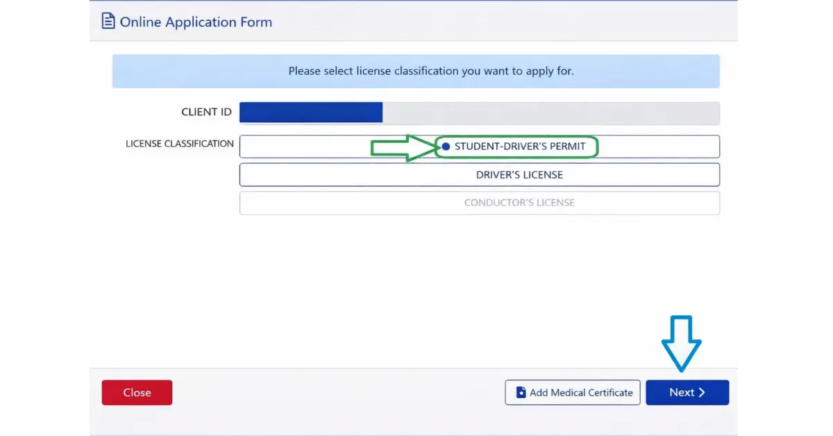 select the Step 4 STUDENT-DRIVER’S PERMIT