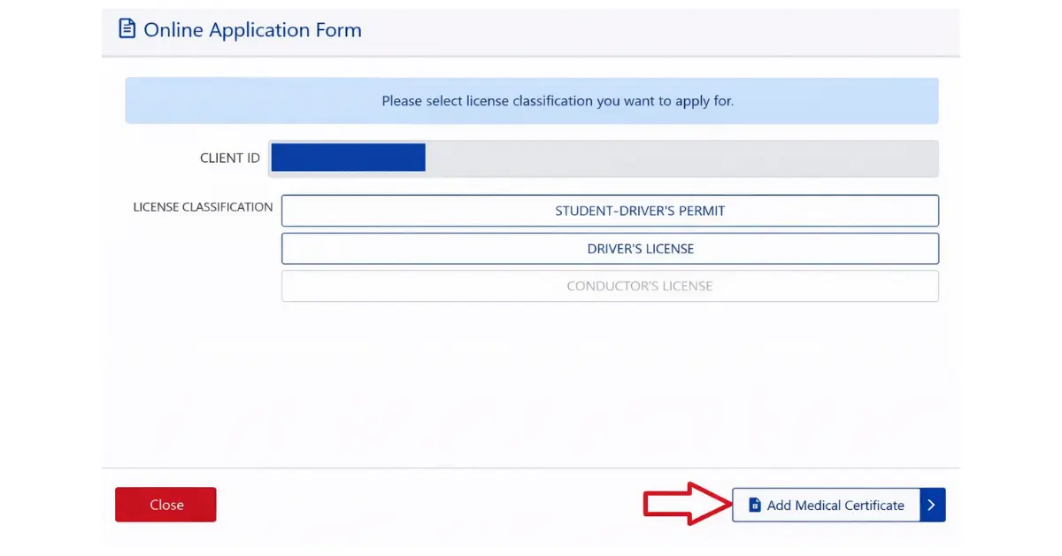 step 3 Next click on the button below Add Medical Certificate