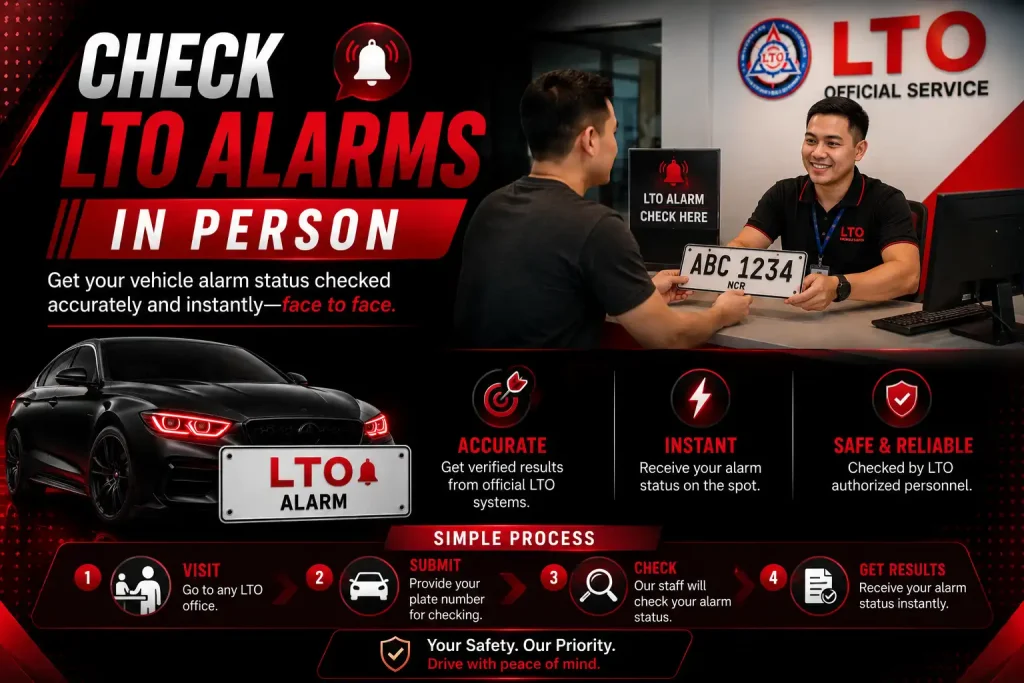 check lto alarms in person