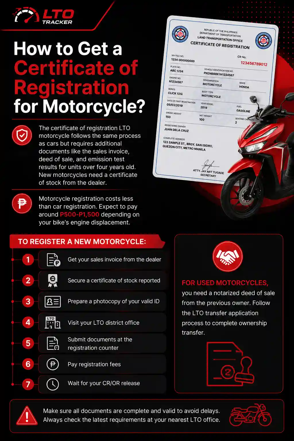 How to Get a Certificate of Registration for Motorcycle